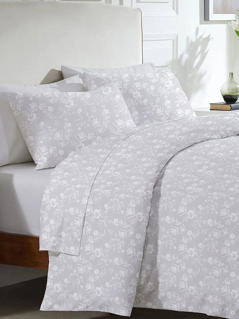 Σετ Σεντόνια Menta Εμπριμέ 340 Grey Διπλό (200x250)
