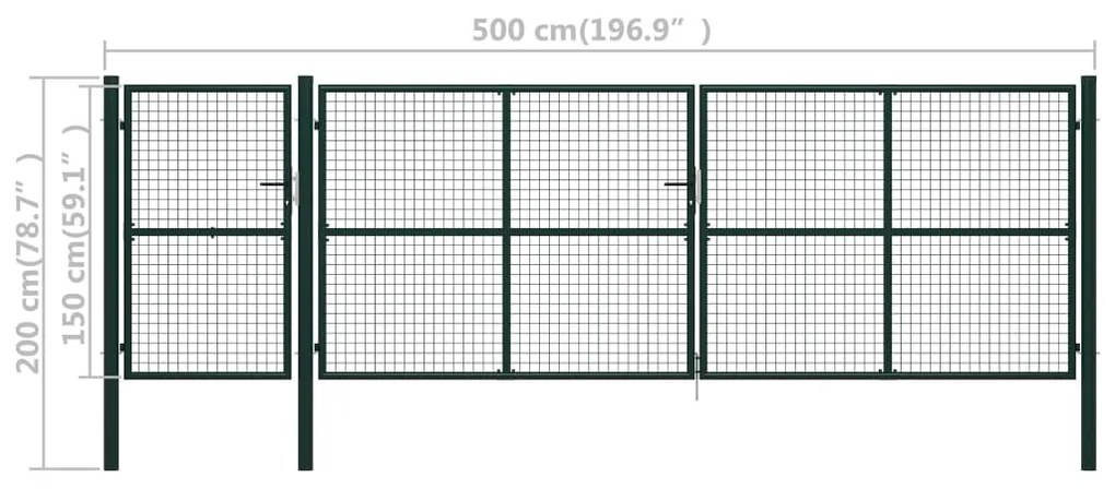 vidaXL Πόρτα Περίφραξης Κήπου Πράσινη 500 x 150 εκ. Ατσάλινη