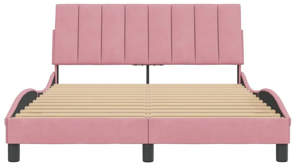 vidaXL Πλαίσιο Κρεβατιού Χωρίς Στρώμα Hanko Ροζ 140x200 εκ. Βελούδινο