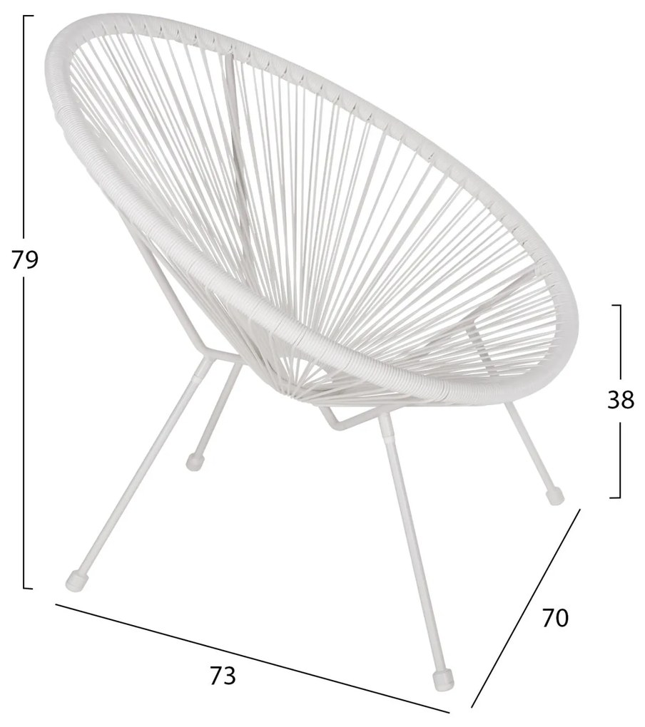 ΠΟΛΥΘΡΟΝΑ ΤΥΠΟΥ ΦΩΛΙΑ ΜΕΤΑΛΛΙΚΗ ACAPULCO ΛΕΥΚΗ ΜΕ ΛΕΥΚΟ RATTAN  70x73x79 εκ.