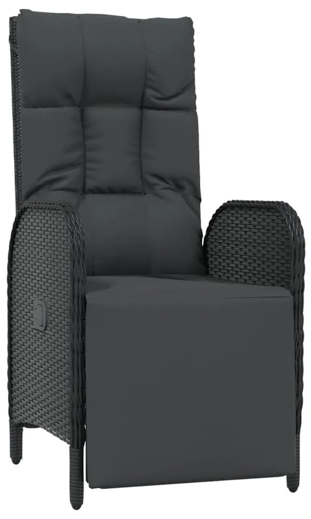 vidaXL Σετ Τραπεζαρίας Κήπου 9 τεμ Μαύρο από Συνθ. Ρατάν με Μαξιλάρια