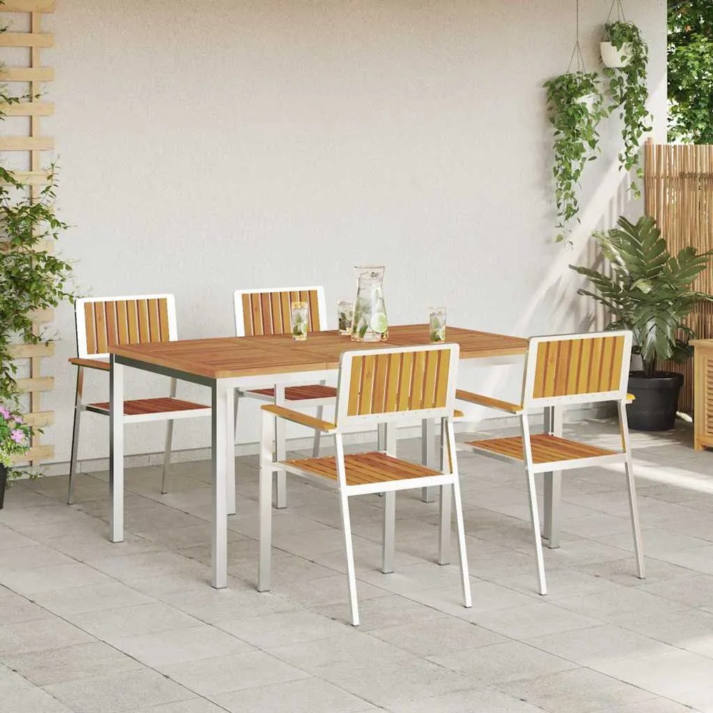 vidaXL Σέτ φαγητού για κήπο 5 pcs Καφέ Μασίφ ξύλο ακακίας
