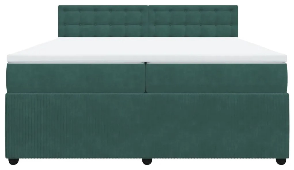 vidaXL Κρεβάτι Boxspring με Στρώμα Σκούρο Πράσινο 200x200εκ. Βελούδινο