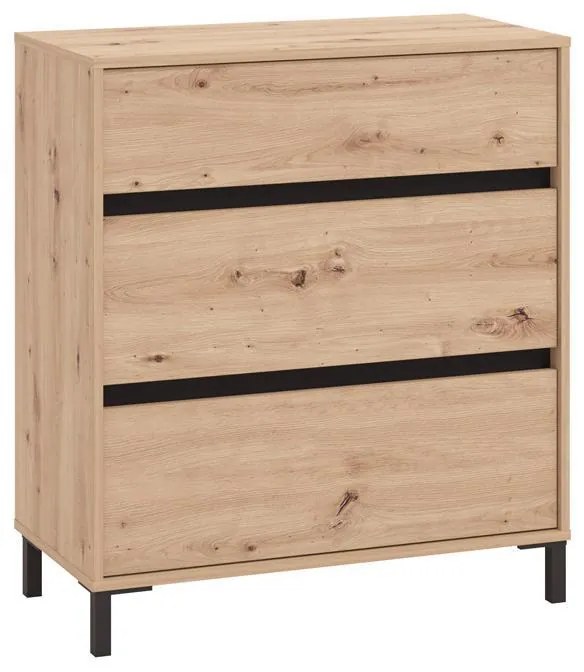 Συρταριέρα MARRON 80 3F Artisan oak - Μαύρο ματ 80x40x90εκ. 80x40x90 εκ.