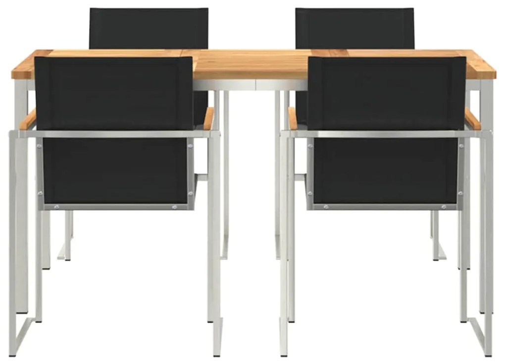 vidaXL Σέτ φαγητού για κήπο 5 pcs Καφέ Στερεό Ξύλο Τίκ