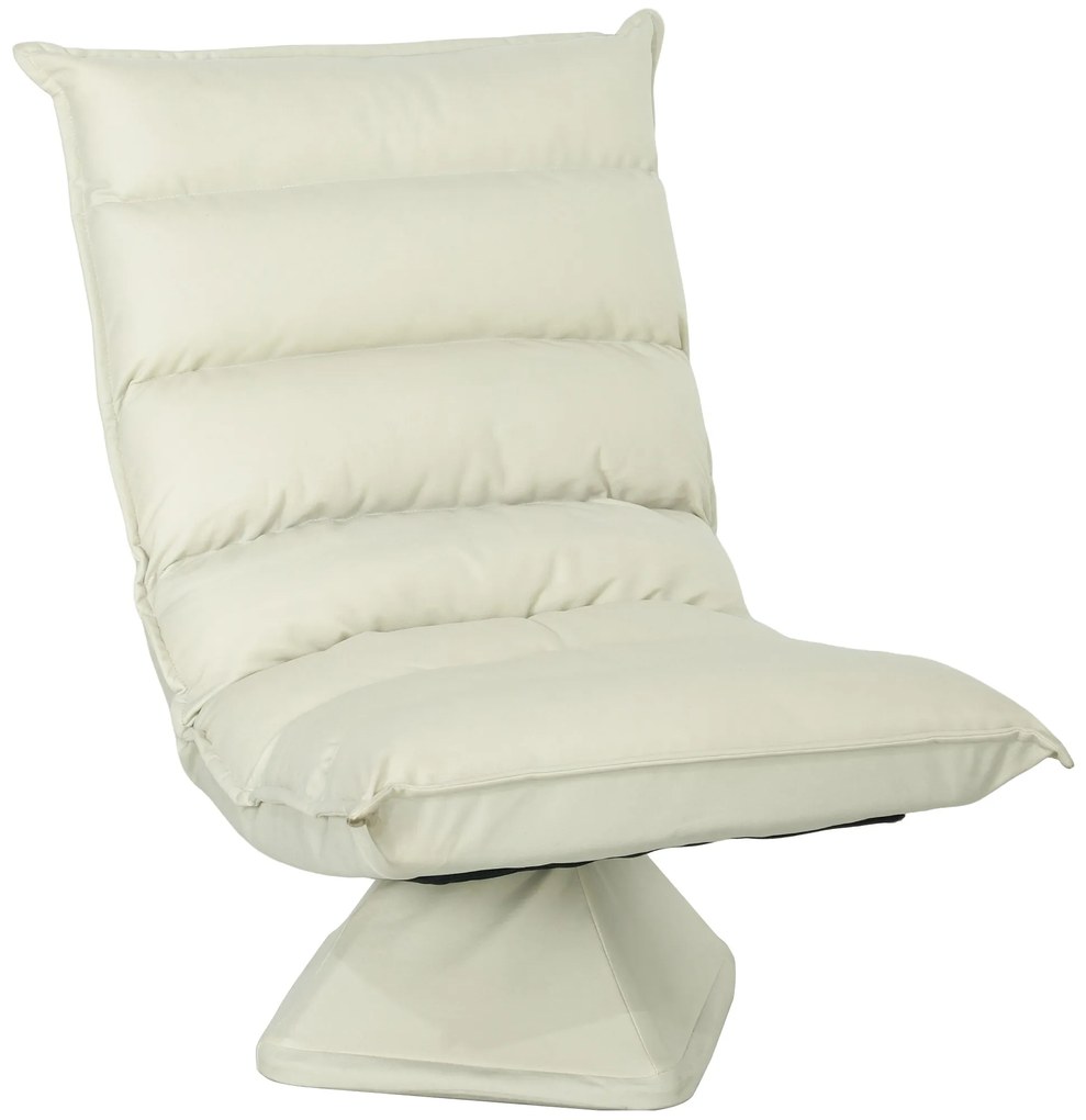 HOMCOM Πολυθρόνα, πουφ, ρυθμιζόμενη πλάτη, όψη δέρματος, 62x70x95cm, Μπεζ