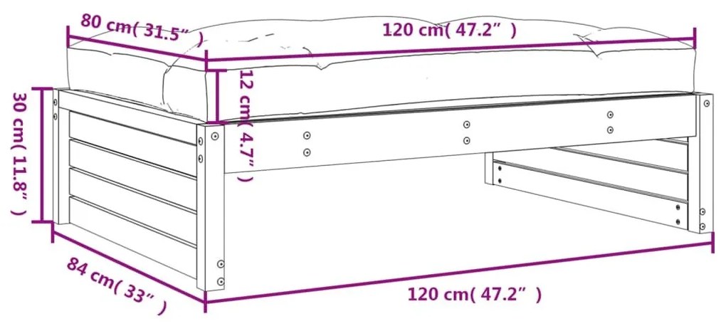 Υποπόδιο Κήπου 120 x 80 εκ. από Εμποτισμένο Ξύλο Πεύκου - Καφέ