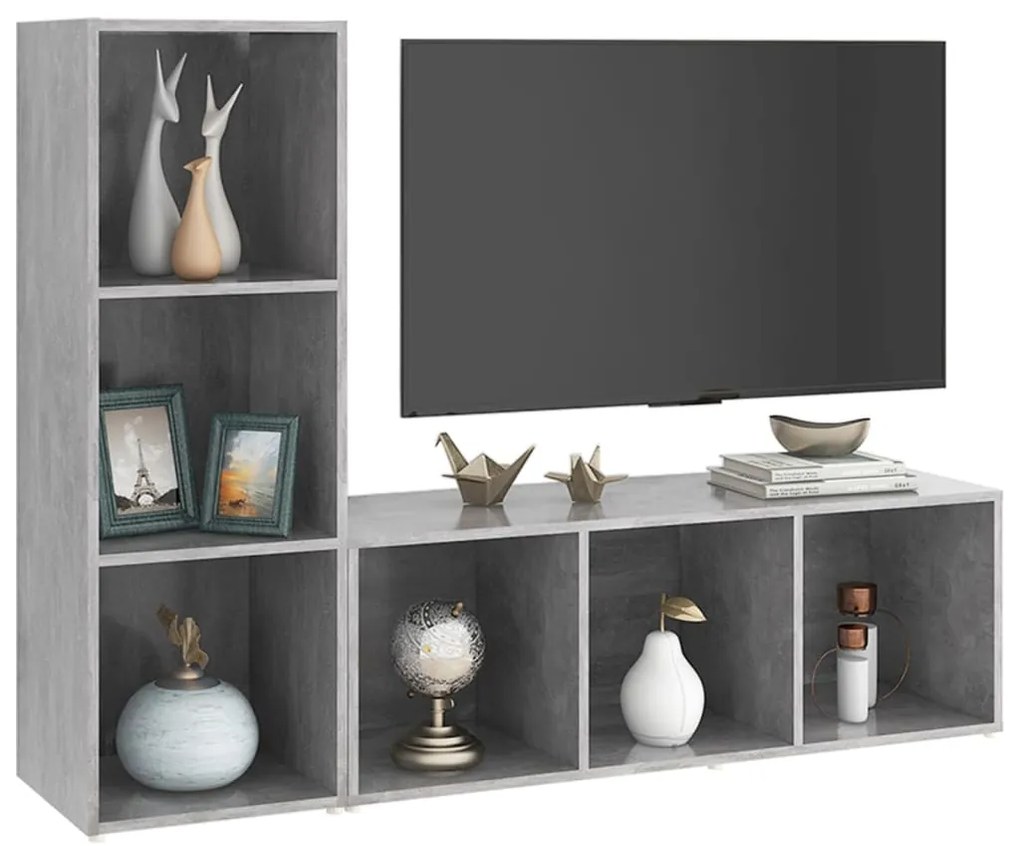 vidaXL Έπιπλα Τηλεόρασης 2 τεμ. Γκρι Σκυρ. 107x35x37 εκ. Μοριοσανίδα