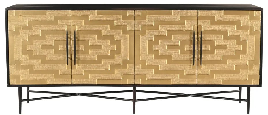 RITZ ΜΠΟΥΦΕΣ 4ΠΟΡΤΕΣ ΜΑΥΡΟ ΧΡΥΣΟ ΜΑΤ 180x45xH76cm - 05-0587