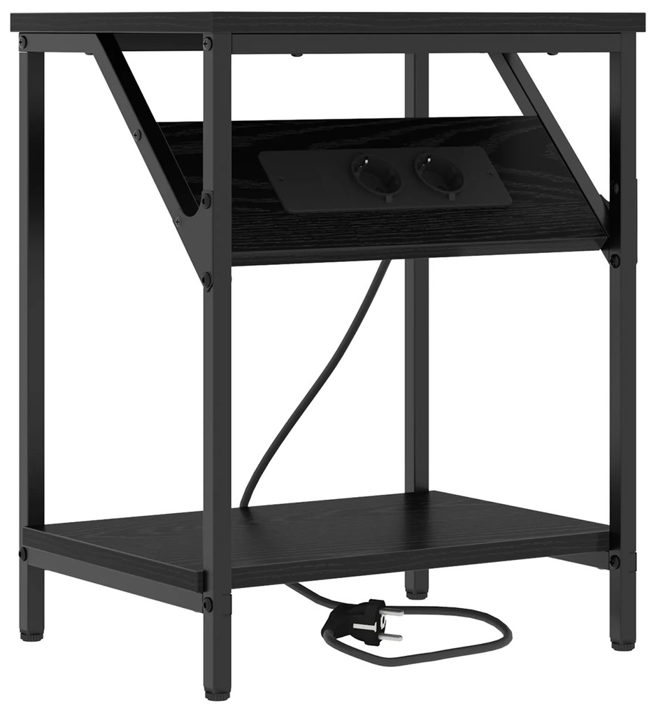 vidaXL Κομοδίνο Μαύρη δρυς 38 x 30 x 48 εκ. Επεξεργασμένο ξύλο