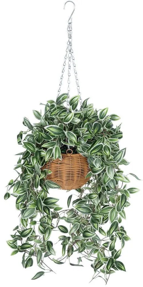 Τεχνητό Κρεμαστό Φυτό Bell Willow 20627 80cm Green-White GloboStar Polyethylene,Wood