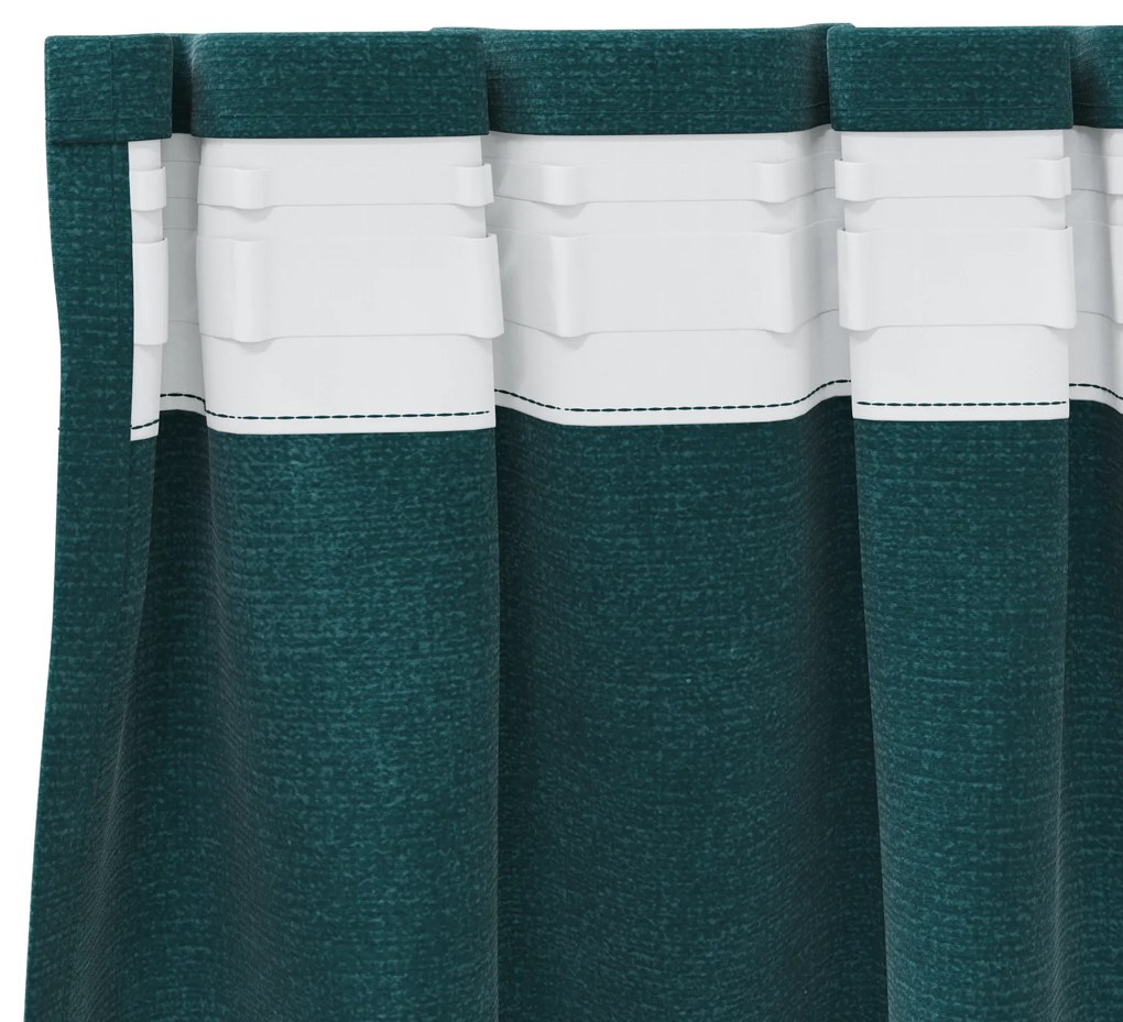 vidaXL Curtains blackout  με κορδέλα 2 τεμ Σκούρο Πράσινο Βελούδο
