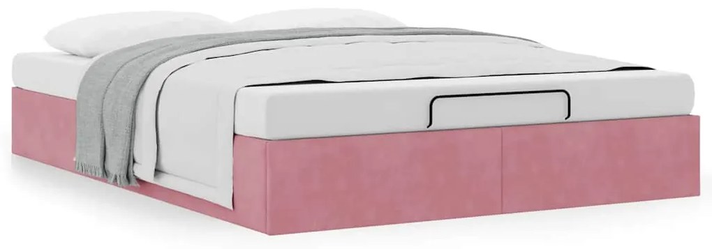 Οθωμανικό πλαίσιο κρεβατιού χωρίς στρώμα ροζ 140x200 cm Βελούδο