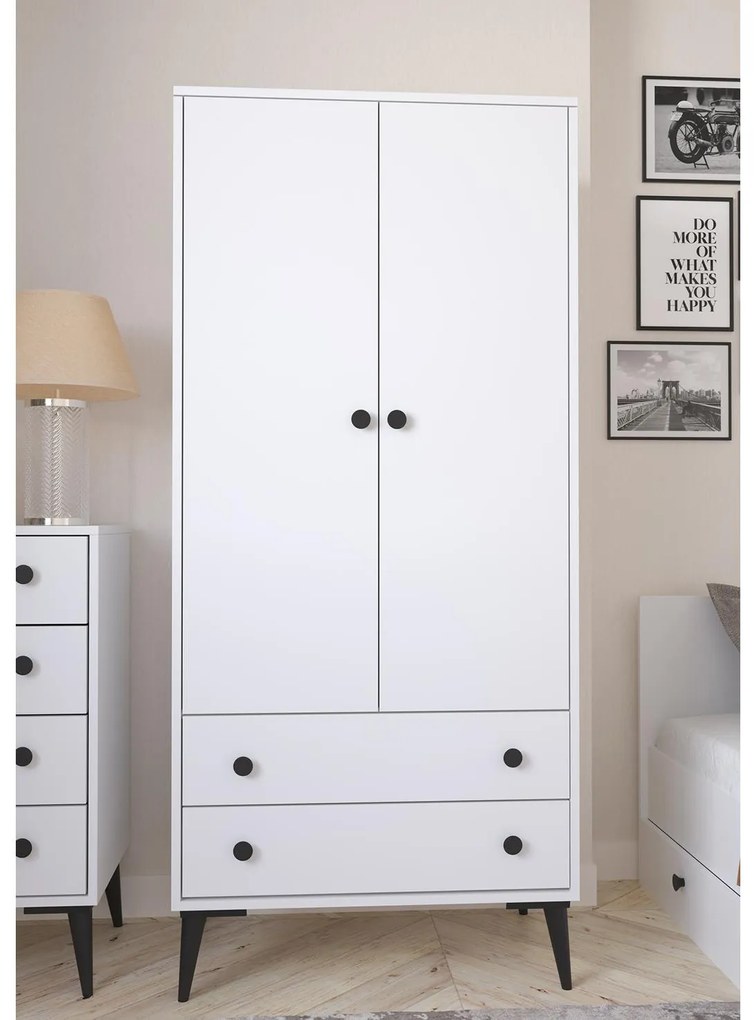 Ντουλάπα Δίφυλλη ArteLibre AMARI Λευκό Μοριοσανίδα 82x48x180cm