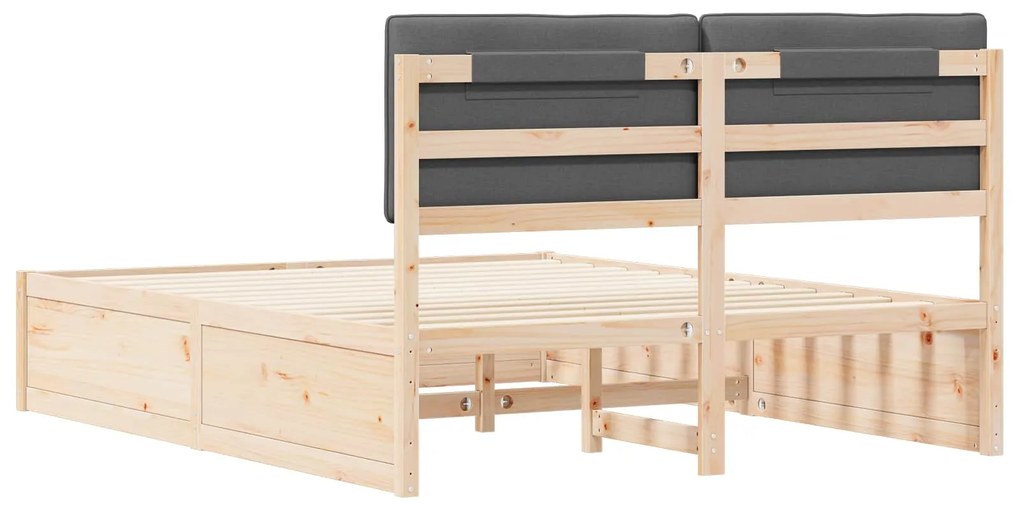 vidaXL Σκελετός Κρεβατιού με Επενδεδυμένο Κεφαλάρι Σκούρο Γκρι