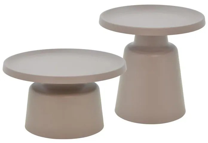 Βοηθητικά τραπέζια Ginoze Inart cappuccino μέταλλο 2τεμ 70x70x40 εκ.