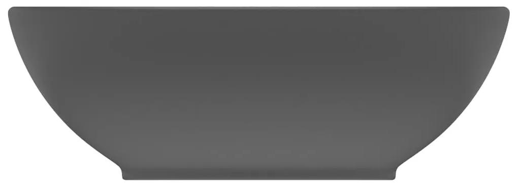 vidaXL Νιπτήρας Πολυτελής Οβάλ Σκούρο Γκρι Ματ 40 x 33 εκ. Κεραμικός