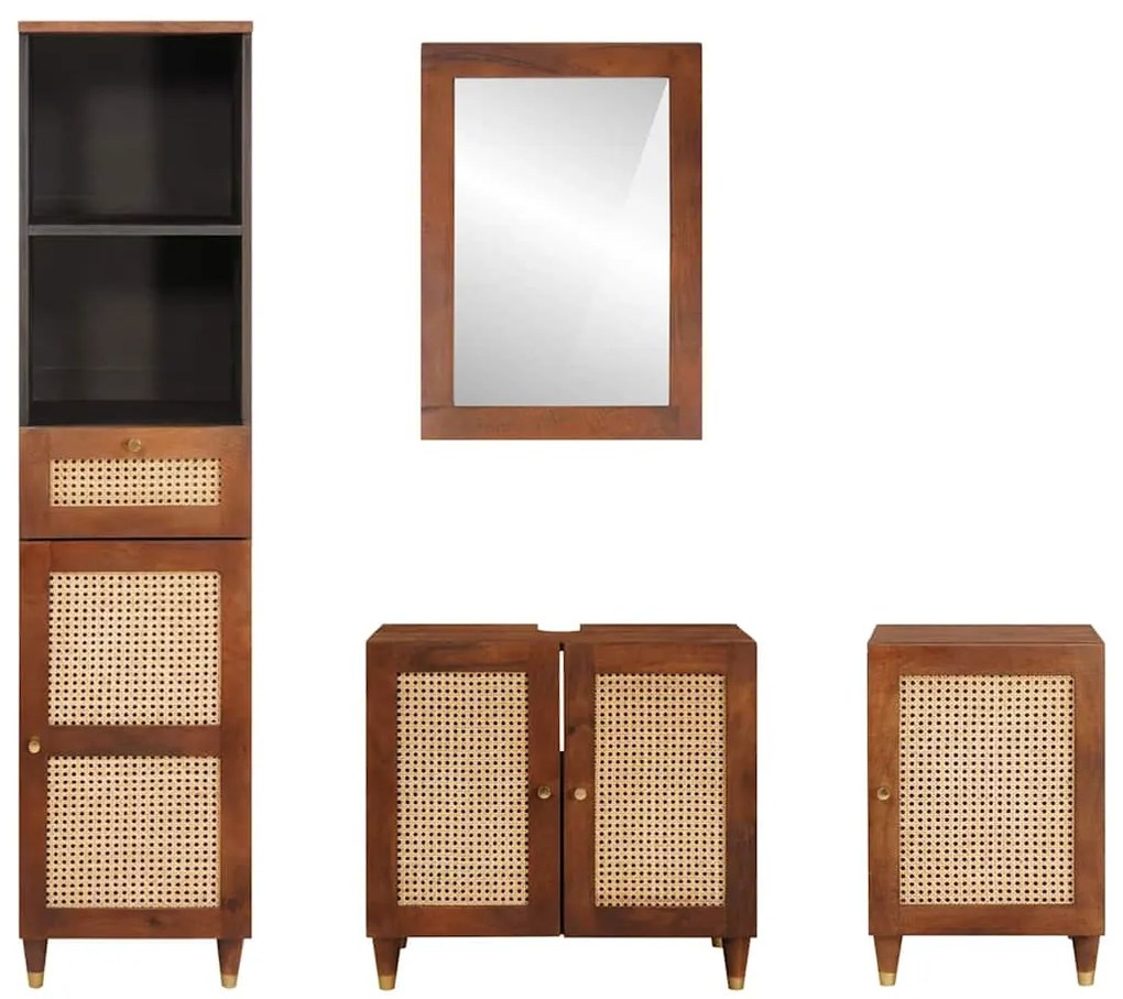 vidaXL Έπιπλα μπάνιου με συρτάρι Επιτοίχιο 4 pcs 38 x 33 x 160 εκ.