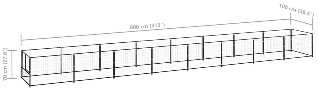 vidaXL Σπιτάκι Σκύλου Μαύρο 8 μ² Ατσάλινο