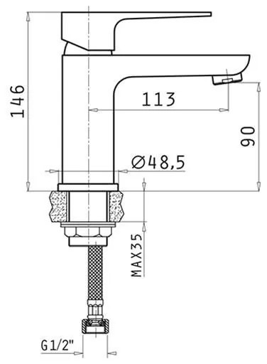 Μπαταρία νιπτήρα Majesta Χρωμέ 5x12x14.6 εκ.