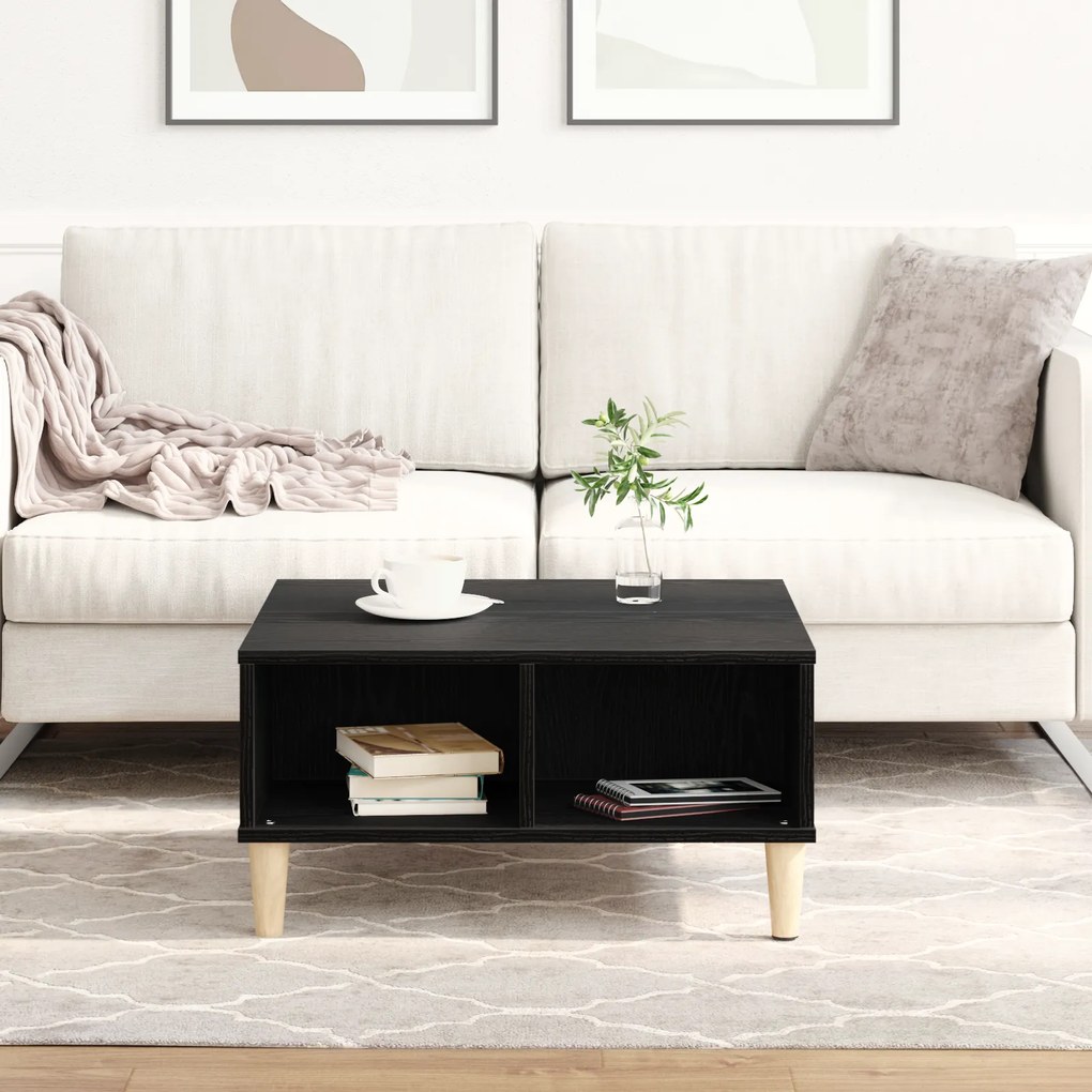vidaXL Μαύρο Δρυς Τραπεζάκι Σαλονιού 60x60x30 εκ. - Φτιαγμένο από Ξύλο