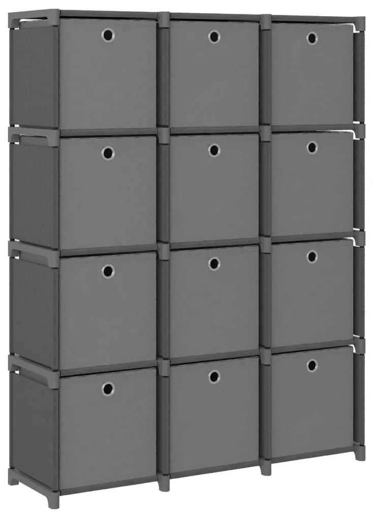 vidaXL Ραφιέρα με 12 Κύβους &amp; Κουτιά Γκρι 103x30x141 εκ. Υφασμάτινη