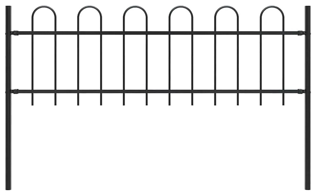 Κάγκελα Περίφραξης με Κυκλική Κορυφή Μαύρα 1,8 μ. Ατσάλινα