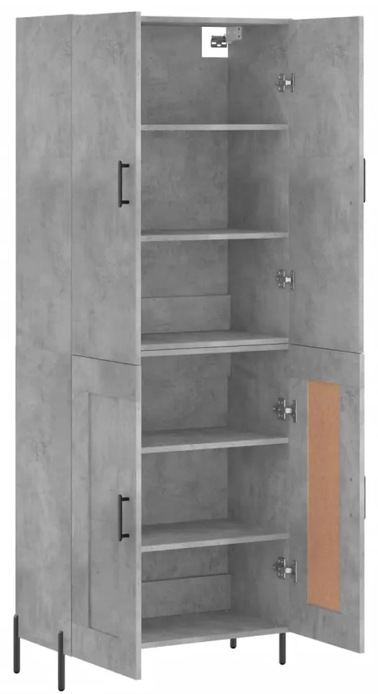 vidaXL Ντουλάπι Γκρι Σκυροδέματος 69,5x34x180 εκ. Επεξεργασμένο Ξύλο