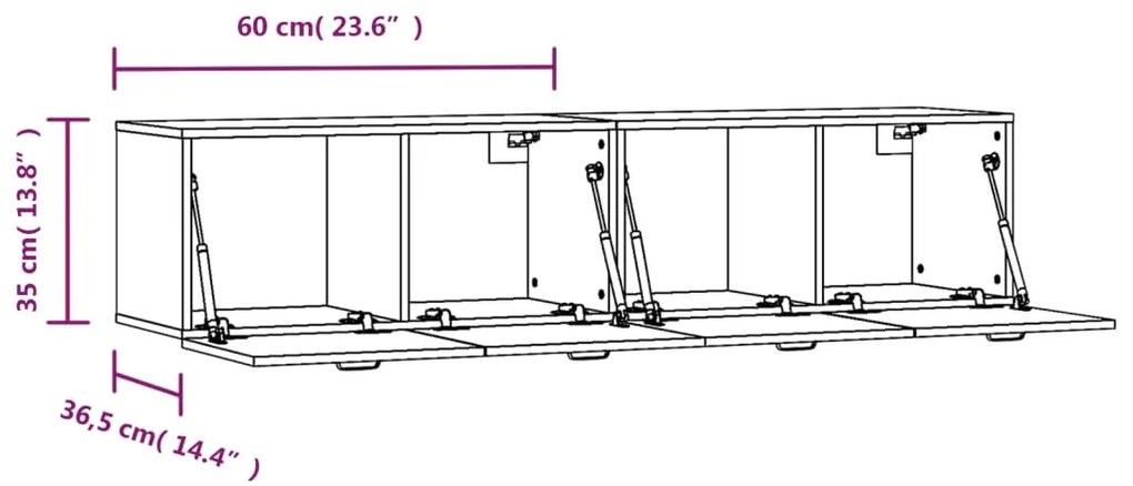 ΝΤΟΥΛΑΠΙΑ ΤΟΙΧΟΥ 2 ΤΕΜ. ΓΥΑΛ. ΛΕΥΚΟ 60X36,5X35 ΕΚ. ΕΠΕΞ. ΞΥΛΟ 3115640