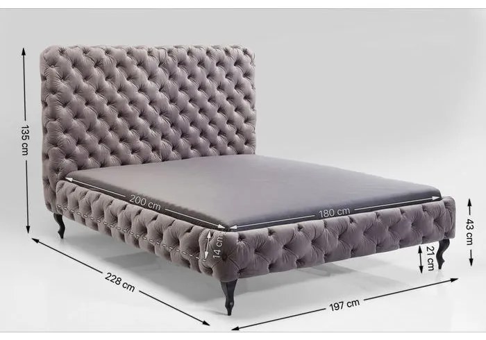 Κρεβάτι Desire High Silver Grey 180x200 cm 197x228x135εκ - Γκρι