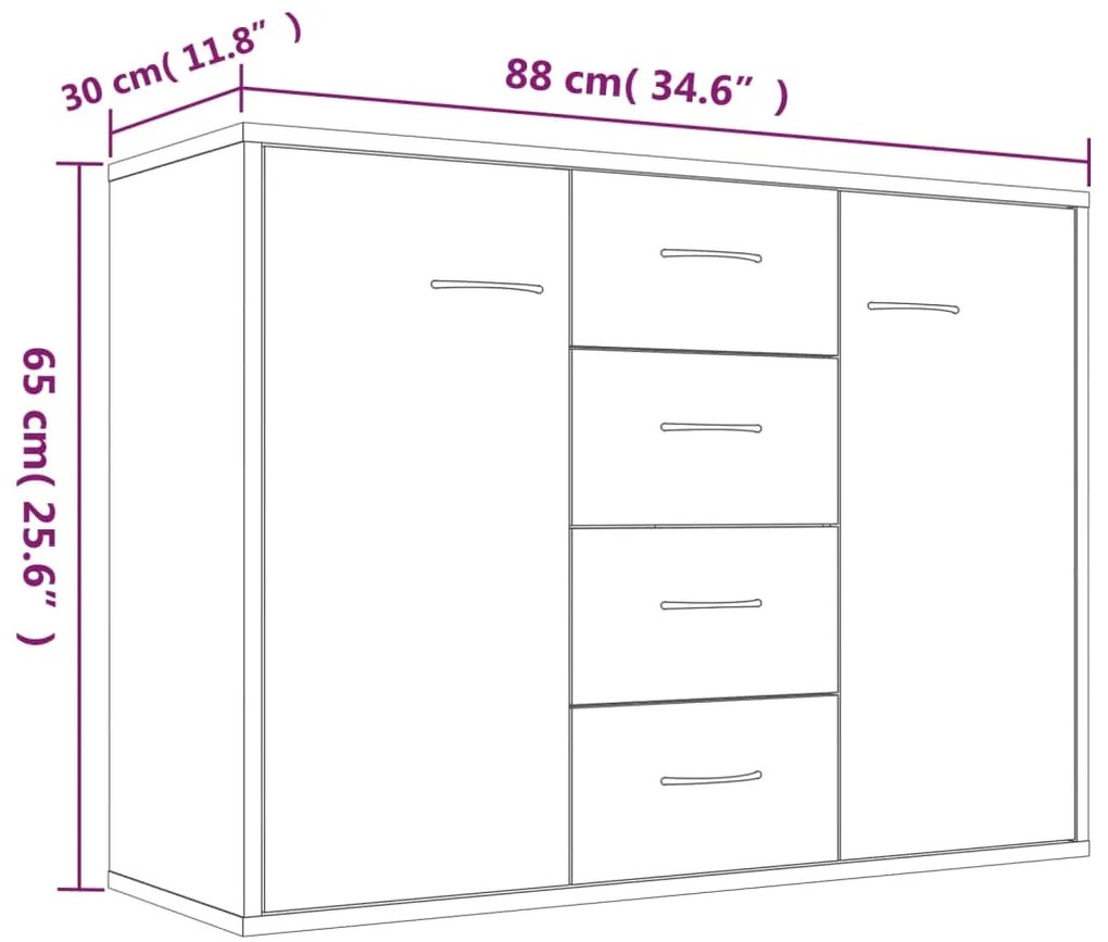 vidaXL Ντουλάπι Καφέ Δρυς 88 x 30 x 65 εκ. από Επεξεργασμένο Ξύλο