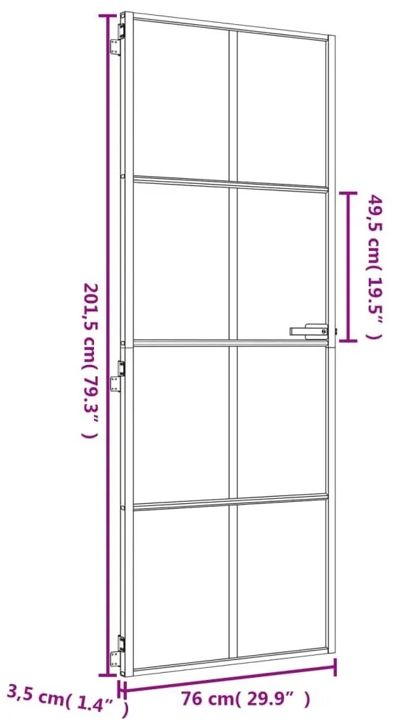 Εσωτερική Πόρτα Χρυσή 76 x 201,5 εκ. Ψημένο Γυαλί &amp; Αλουμίνιο - Μαύρο