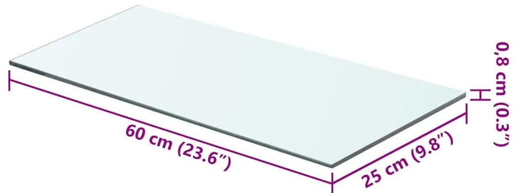 vidaXL Ράφι Πάνελ Διάφανο 60 x 25 εκ. Γυάλινο