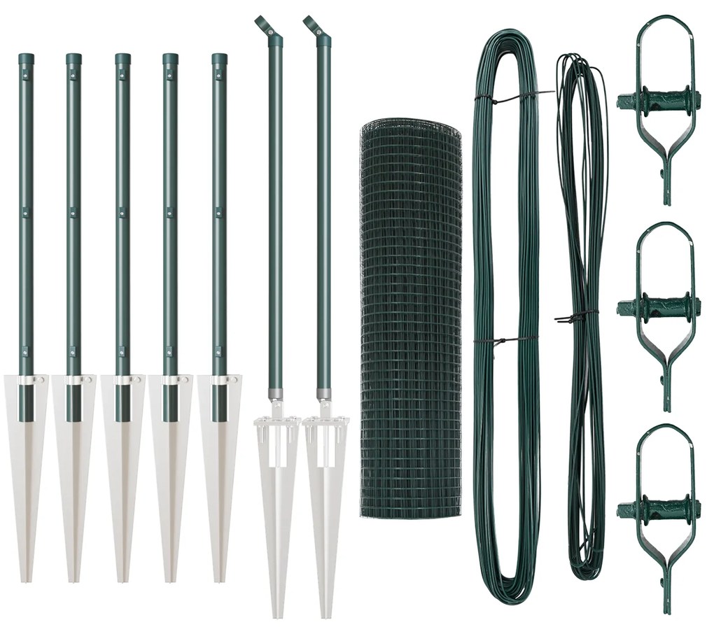 vidaXL Welded Wire Fence με 7 βάσεις στήριξης Πράσινος 0.6x10 μ Ατσάλι
