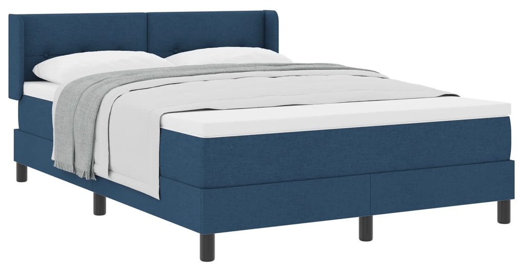 vidaXL Box Spring Bed με Στρώμα Μπλέ 160x200 εκ Υφασμάτινο