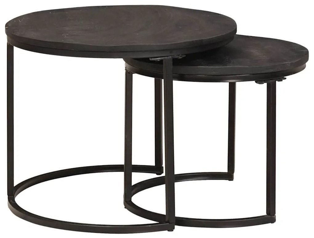 vidaXL Τραπεζάκια Καφέ Στερεών 2 pcs Μασίφ ξύλο μάνγκο και χάλυβας