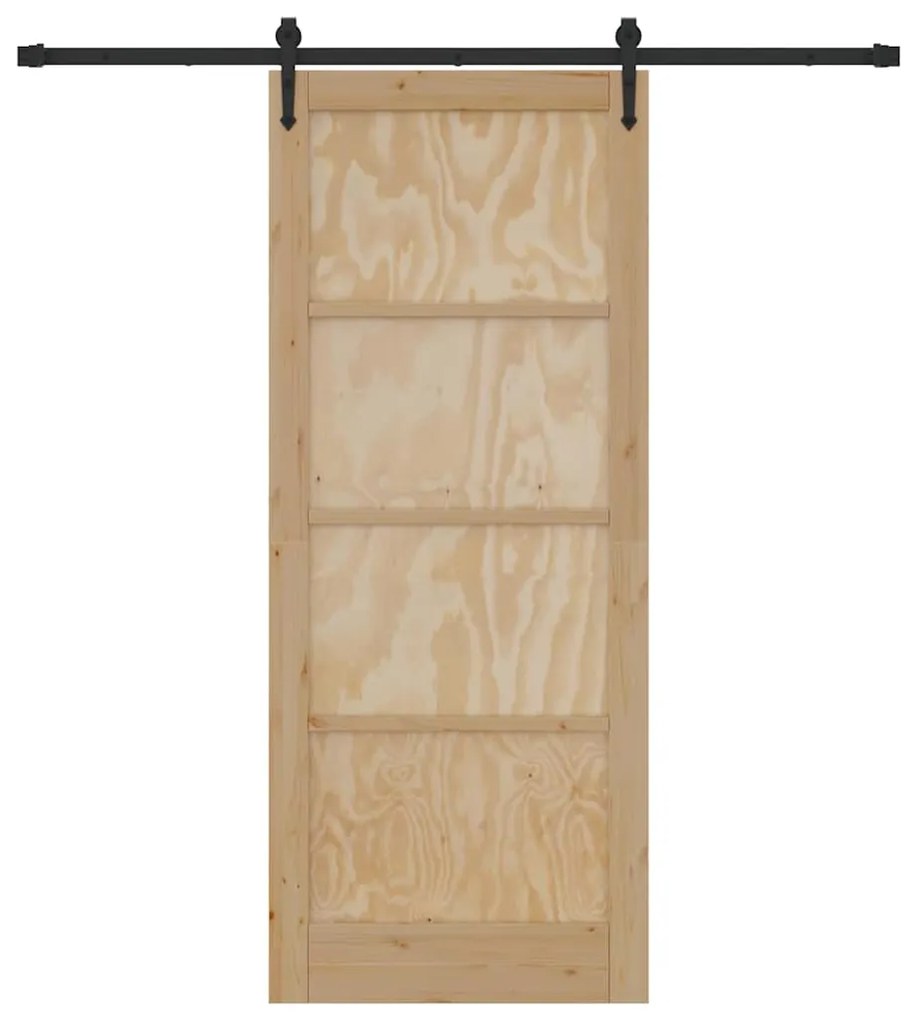 vidaXL Συρόμενη Πόρτα Φυσικό και μαύρο 86 x 211 cm