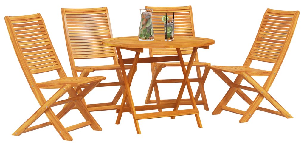 vidaXL Σετ Εξωτερικών Επίπλων 5 pcs Φυσικό ξύλο Ø 90x75 cm