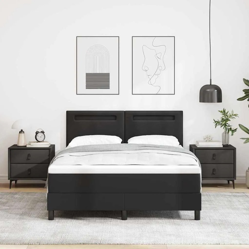 vidaXL Κρεβάτι με Στρώμα με στρώμα Μαύρο 160 x 200 cm Τεχνητό δέρμα