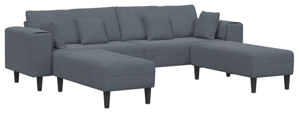 vidaXL Βελούδινος καναπές 3 pcs Σκούρο Γκρι 208 εκ. Βελούδο