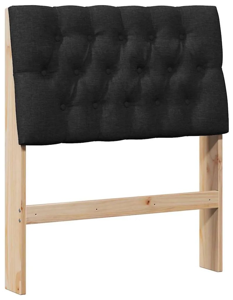 vidaXL Ταπετσαρισμένο κεφαλάρι Μαύρο 80 cm Στερεά ξυλεία πεύκου