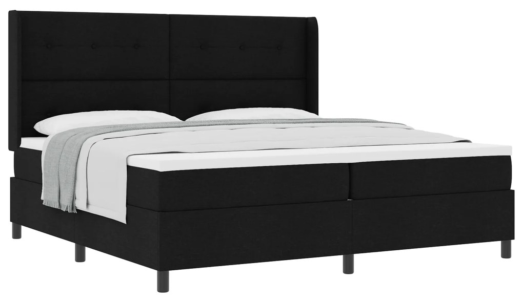 vidaXL Σκελετός Κρεβατιού με Στρώμα Μαύρο 200x200 cm, Ύφασμα