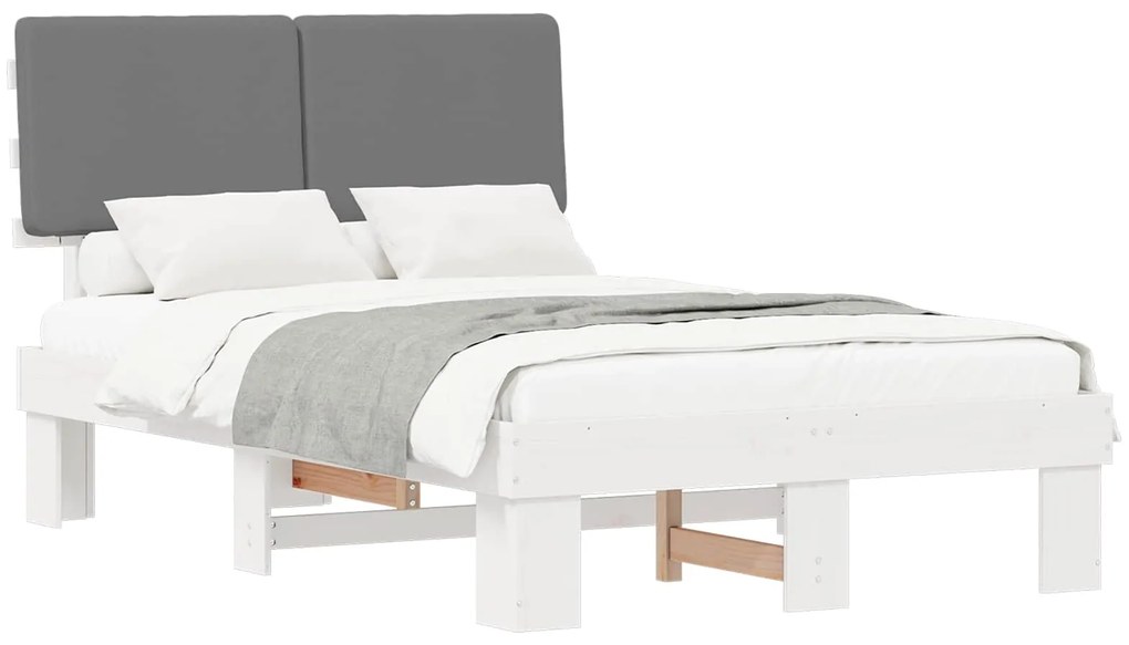 vidaXL Σκελετός Κρεβατιού με Επενδεδυμένο Κεφαλάρι Ανοιχτό γκρι