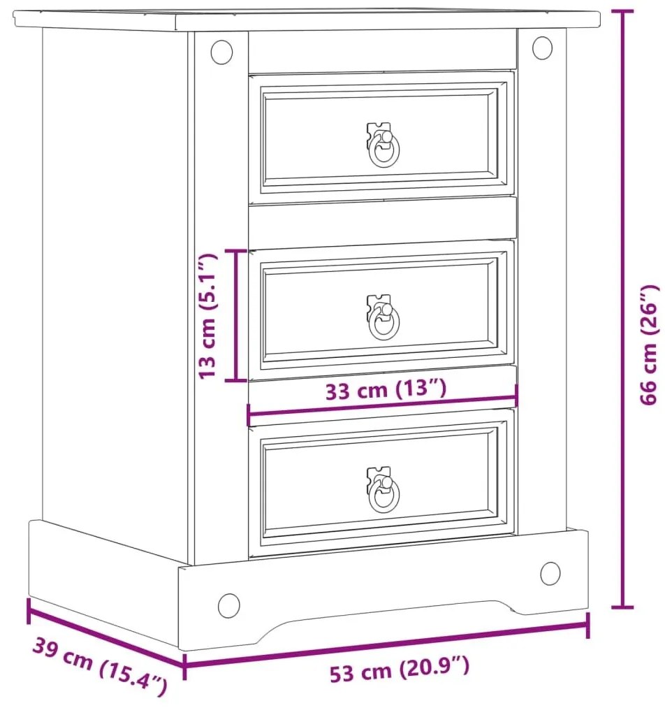 Κομοδίνο Corona 53x39x66 εκ. από Μασίφ Ξύλο Πεύκου - Καφέ