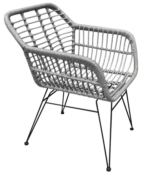 Καρέκλα Κήπου TERESINA Γκρι/Μαύρο Μέταλλο/Rattan 58x59x81cm - 14420018 - 14420018