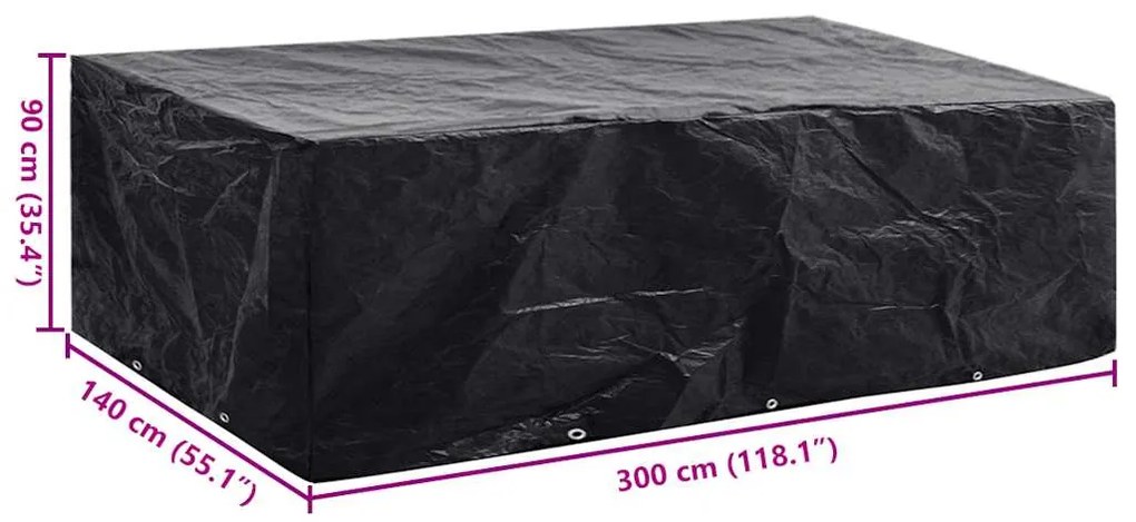 vidaXL Κάλυμμα Επίπλων Κήπου με 8 Κρίκους 300 x 140 x 90 εκ.