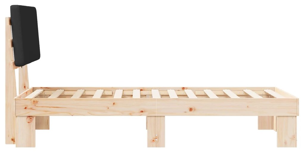 vidaXL Σκελετός Κρεβατιού με Επενδεδυμένο Κεφαλάρι Μαύρο 90 x 200 cm