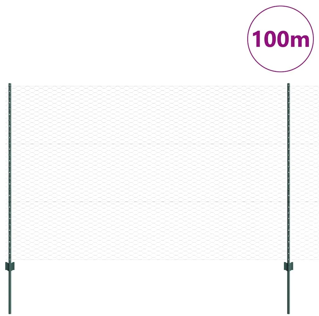 vidaXL Φράχτης με Στήλες. Πράσινο 1.5 x 100 μ Ατσάλι