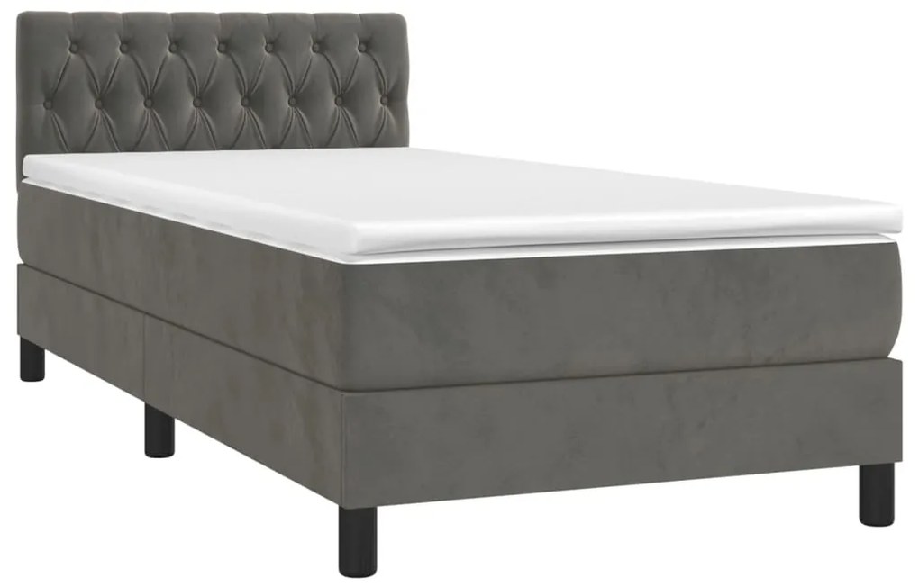 ΚΡΕΒΑΤΙ BOXSPRING ΜΕ ΣΤΡΩΜΑ ΣΚΟΥΡΟ ΓΚΡΙ 90X190 ΕΚ. ΒΕΛΟΥΔΙΝΟ 3141456