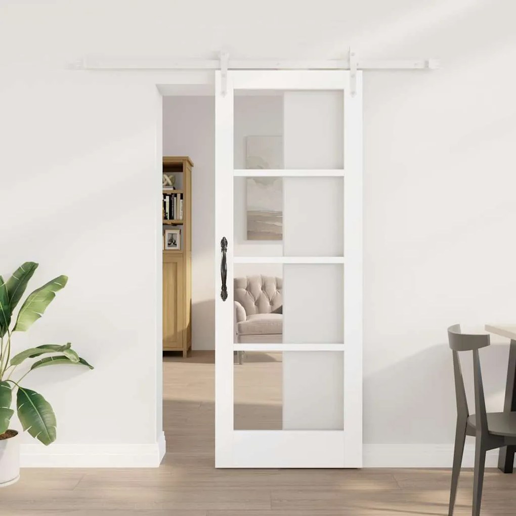 vidaXL Ολισθητή Πόρτα Λευκό 73.5 x 198.5 εκ. Ξύλο και μέταλλο
